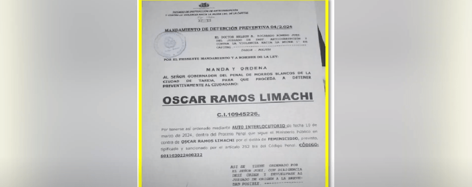 PRESUNTO FEMINICIDA DE YESICA HUARACHI ESTA DETENIDO EN MORROS&nbsp;BLANCOS